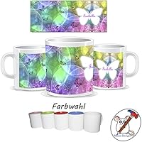 Kinder-Tasse mit SChmetterling Motiv und Name / Tasse für Kinder mit Name / Schmetterlinge / Farbwahl Tasse + Schriftwahl für Name + Keramik oder Kunststofftasse