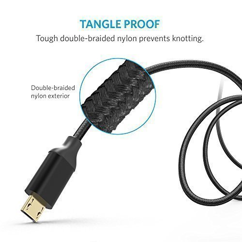 Anker Cavo Micro USB 3m in Nylon Intrecciato Anti Groviglio con Connettori placcati in Oro per Android, Samsung S6, S7 Edgeï¼ŒS6 Edgeï¼ŒNote 4, LG, HTC, Nexus, Sony e altri