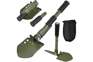 mizikuu Pelle Pliante, Pelle Pliante Multifonctionnelle en Acier Au Carbone Robuste Facile à Porter Pelle De Jardin Pelle à Plantes Pelle Amovible pour Survie, Jardin, Camping, Plein Air, Vert