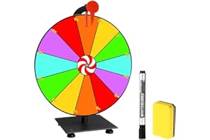 ZOYDP Glücksrad zum Drehen, 12 Glücksrad, Glücksrad zum Selbstgestalten, mit Markierstift und Radiergummi, Gluecksrad Gluecksrad für Lotteriespiele, Wortspiele, Karneval Party
