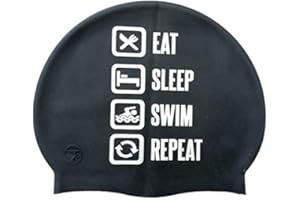 Swimxwin Bonnet en Silicone Repeat Noir | Bonnet de Natation | Bonnet de Piscine | Bonnet de Bain pour Homme, Femme et Enfant | Grand Confort et Adhérence| Conception et Style Italien