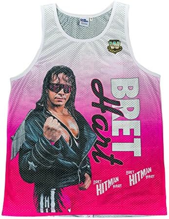 Official WWE Authentic Bret The Hitman Hart Fanimation WWE Chalkline Tank Top-M