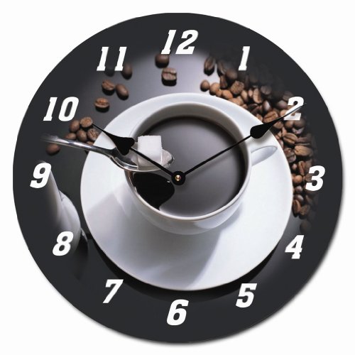 WANDUHR MODERN ESPRESSO NEU 30CM RUND KÜCHENUHR UHR BILD NEU - Tinas Collection - Das etwas andere Design