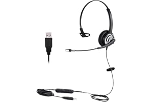 MKJ USB Headset with Nuance Dragon Dication Noise Cancelling Microphone for Microsoft Teams Computer Headset with Voice Recognition for Skype Softphone Conference Calls Zoom Meetings Webex Gaming etc