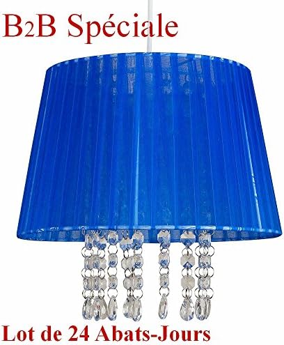 24 x Glass "B2B Special Set Uno Cone/Crepe Fabric Veil Blue Vibrating King, Decorated with Crystals Clear Acrylic.