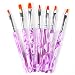 Fashion Gallery 7Pc Acrylic UV Gel Nail Art False Tips Builder Brush Pen Set Kit Tips Purple