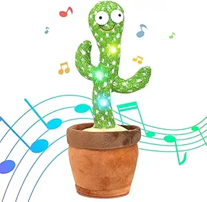 Kingbird Musical Dancing Talking Green Cactus Toy Tree with 120 Sound Track & Talkback Voice Reply, Soft Fabric with Plastic Toy for Toddler Baby Children Kids 2 3 4 5 6 Year Old Boy Girl