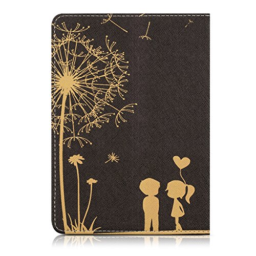 kwmobile Hülle für Tolino Vision 1 / 2 / 3 / 4 HD – Flipcover Case eReader Schutzhülle – Bookstyle Klapphülle Pusteblume Love Design Gold Schwarz - 3