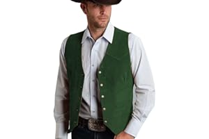 Tuikayoo Gilet in camoscio da uomo Vintage Western Cowboy Gilet Vestibilità normale