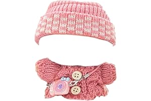 ATSMOCE Zestaw ubrań odpowiedni do pluszaków Labub, akcesoria do pluszaków Labub, w tym kapelusz, ubrania, aparat, pluszowy Labub nie jest dołączony (D)