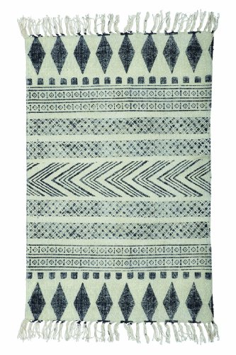 Rug, Block, grey/black, 60x90 cm, 100% cotton