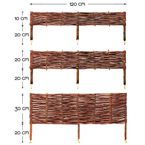 BOOGARDI Beetbegrenzung aus Weide · Beeteinfassung in Vielen Größen ( 20 x 120 cm 10er Set ) · Weidenzaun zur Beet-Umrandung oder Weg-Abgrenzung - 3