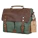 Produktbild S-ZONE Vintage Segeltuch Leder Unisex Damen Herren Junge Multifunktiontasche Umhängetasche Henkeltaschen Laptoptasche Beutel für Arbeit Studium Reise 38 x 10 x 28 cm