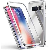 NiuSY Samsung Galaxy S8 Plus Hülle, Stark Magnetische Adsorption Technologie, Jonwelsy Ultra dünn Metallrahmen Transparent Gehärtetes Glas Rückseite Case Cover für Samsung Galaxy S8 Plus