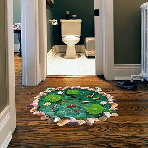 Ularmo 3D Fischteiche-Wand-Aufkleber-Kunst-Abziehbild-Wandaufkleber Boden - 2