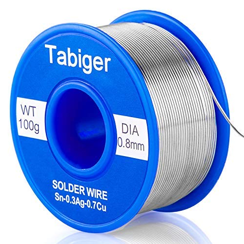 TABIGER Solder Wire, Lead Free Solder Rosin Core Tin Wire 97Sn-2Rosin-0.7Cu-0.3Ag, 0.8mm, 100g