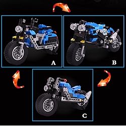 Branew 3 in 1 Blue Motorcycle Science and Technology Building Blocks Toy 240pc Educational Blocks Set - Great...