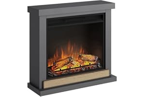 TAGU Hagen Cheminée électrique avec Chauffage, 1500W, Programmable sur 7 Jours, Thermostat numérique, Télécommande (Gris Uniforme)