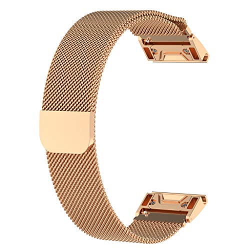Preisvergleich Produktbild Mumuj Milanese Edelstahl Armbanduhr, Magnetic Edelstahl Uhrenarmband Smart Watch Unisex Ersatzband Band Uhrenarmband für Garmin Forerunner 945 Smart Watch (Roségold)