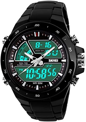 COLY SKMEI 50M Waterproof Analogue Digital LCD Multifunctional Mens Sports Watch Black