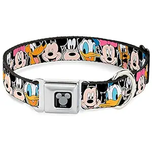 Buckle-Down DC-WDY092-S DYBG Mickey Silhouette Black/Silver Dog Collar, Small/9-15