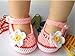 TinkSky Cute Cartoon Flower Style Baby Newborn Toddler Infant Girls Hand-knitted Wool Crochet Shoes Crib Shoes (White+Pink)