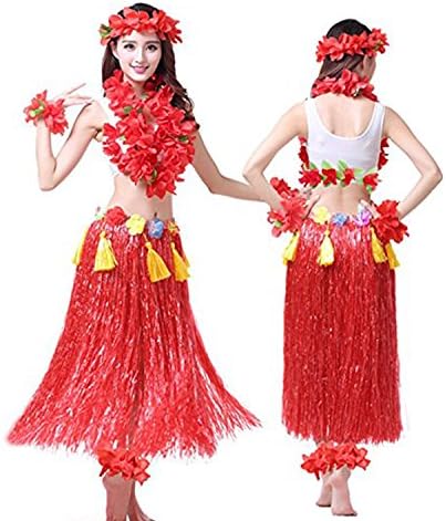 dingnengshop Grass Skirts Adult Hawaiian Hula Dance Costume Cosplay Dress Skirt Garland For Adult