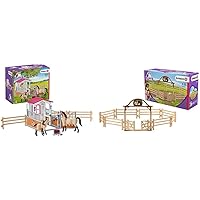 Schleich 42369 - Pferdebox mit Arabern und Pferdepflegerin & 42434 - Pferdekoppel mit Eingangstor