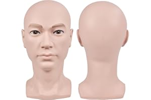 ERSIMAN-AW ErSiMan - Testa di manichino calva per uomo, cosmetologia professionale, per parrucche, occhiali, capelli, forcine a T, con morsetto incluso