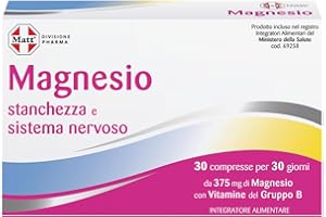 Matt, Magnesio, Integratore Alimentare Utile per la Stanchezza e il Normale Funzionamento del Sistema Nervoso, Contribuisce alla Normale Funzione Muscolare, Confezione da 30 Compresse