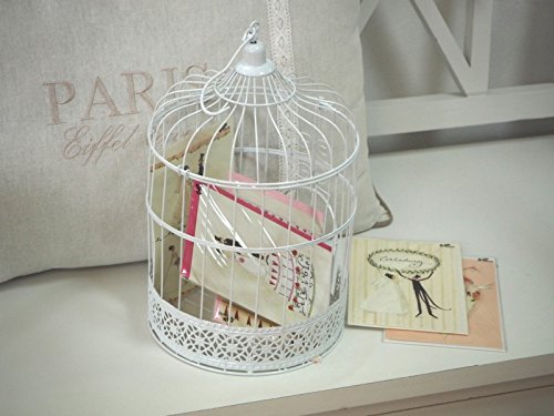 Briefbox Voliere Hochzeit Deko Käfig Eisen Weiß Tischdeko Landhaus Vintage Garten - 5