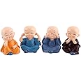 Walfront 4 Monks Figurine Statue, Cute Little Monks Hear No Evil See No Evil Speak No Evil Do No EvilStatue Wealth Lucky Figurine Home Baby Buddha Decor Gift