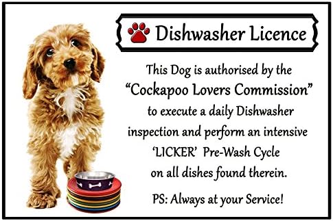 Cockapoo Lover Gift - Fun Dishwasher Licence Flexible 6" x 4" Magnet