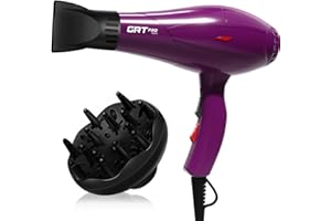 GRT PRO Asciugacapelli Professionale 2400W, Phon Capelli con Diffusore, Cura Ionica Anti-crespo, Motore AC Durevole, 2 Velocità 3 Impostazioni di Calore (viola)