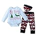 Produktbild Neugeborenes Baby-Kleidung-Sets, Qlan Outfit setzen meine ersten Weihnachten Kleidung Hirsch Tops Hosen Hut Outfits Kleidung