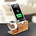 Price comparison product image Kequ Wooden Charging Stand Cradle Station Dock for Apple Watch and iPhone 6 6s 5S 5C 5