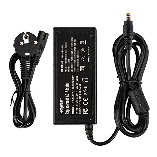 Sunydeal Cargador AC Adaptador Fuente de Alimentación para LCD Monitor Acer/ Benq/Gem/HP/Megavision/Planar/Princeton Senergy/Slimage/SONY/Viewsonic, 12V 4.5A/5A, 5.5*2.5mm