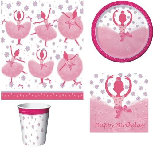 TUTU MUCH FUN BALLERINA PARTY TABLEWARE PACK NAPKINS PLATES CUPS TABLECOVER 49 ITEMS