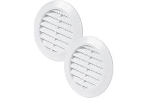 Vent Systems 2 Stück 60 mm Weiß Luftregister – Lüftungsgitter durch die Tür - Mit Insektenschutzgitter - runde Lüftungsgitter für den Innenbereich – Badezimmer, Schrank, Garage