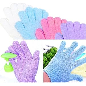 5 Pairs Nylon Scrub Cloth Gloves Exfoliating Wash Skin Spa Foam Shower Bath Massage Glove Random Color - Image 4