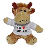 duradero, durable Shopzeus Jirafa de peluche (llavero) con Amo Butch en la camiseta (nombre de pila/apellido/apodo)