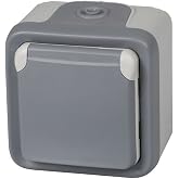 legrand 191504 Waterproof Socket Base with Cover for Surface, Grey | Plexus, Waterproof Socket Base with Surface Cover, Grey,