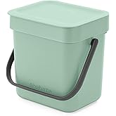 Brabantia Sort & Go 3L Cubo de basura (verde jade), cubo basura reciclaje con asa y tapa extraíble con posición abierta, pape