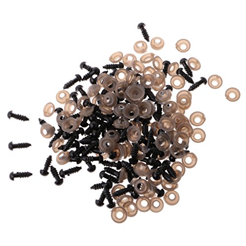 MagiDeal 100 Stück Teddyaugen Sicherheitsaugen Kunststoffaugen Puppe Augen 6mm / 8mm – Schwarz – 6mm - 7