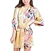 Produktbild Waymoda Women Luxury Silky Satin Evening Dressing Gown, Ladies Peacock and Blossoms Pattern Kimono Pajamas, 10+ Color, 4 Sizes Optional - Short style