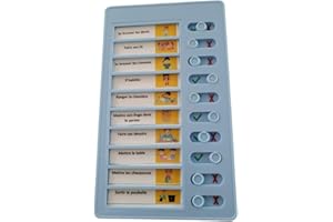 SIMAO TOYS Liste de tâches à faire, Tableau todo list, avec 10 cartes blanches et 88 autocollants, Pour enfants non verbaux et autistes (Bleu)