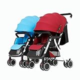 YXINY Kombikinderwagen Zwillinge Babywagen Kann Geteilt Und Gefaltet Werden Stoßfest Kann Sitzen Liegend Erstsemester Kinderwagen Baby Buggy ( Farbe : Blue Red )