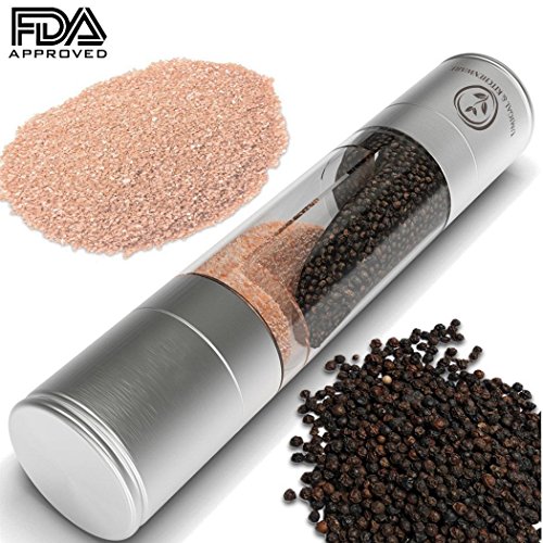 Salzstreuer Pfefferstreuer 2 in1 Salz und Pfeffermühle Salzmühle Pfeffermühle Gewürzmühle Salzmühle aus Edelstahl (Stainless)