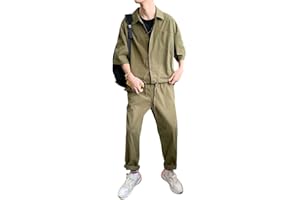 Oanviso Hombre Mono Manga Corta Pantalone de Monos Overalls Ropa de Trabajo Casual Onesie Jumsuit de Una Pieza Regular Fit Mono Moda Color Sólido Mono Cómodo para Hombre