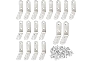 CEEYSEE 20 Pezzi Staffe Angolari 90 Gradi 50 x 50 mm in Acciaio Inossidabile Staffa Angolare in Acciaio Inox con Viti Per Il Fissaggio Di Mobili In Legno, Tavoli, Sedie, Finestre (50mm)